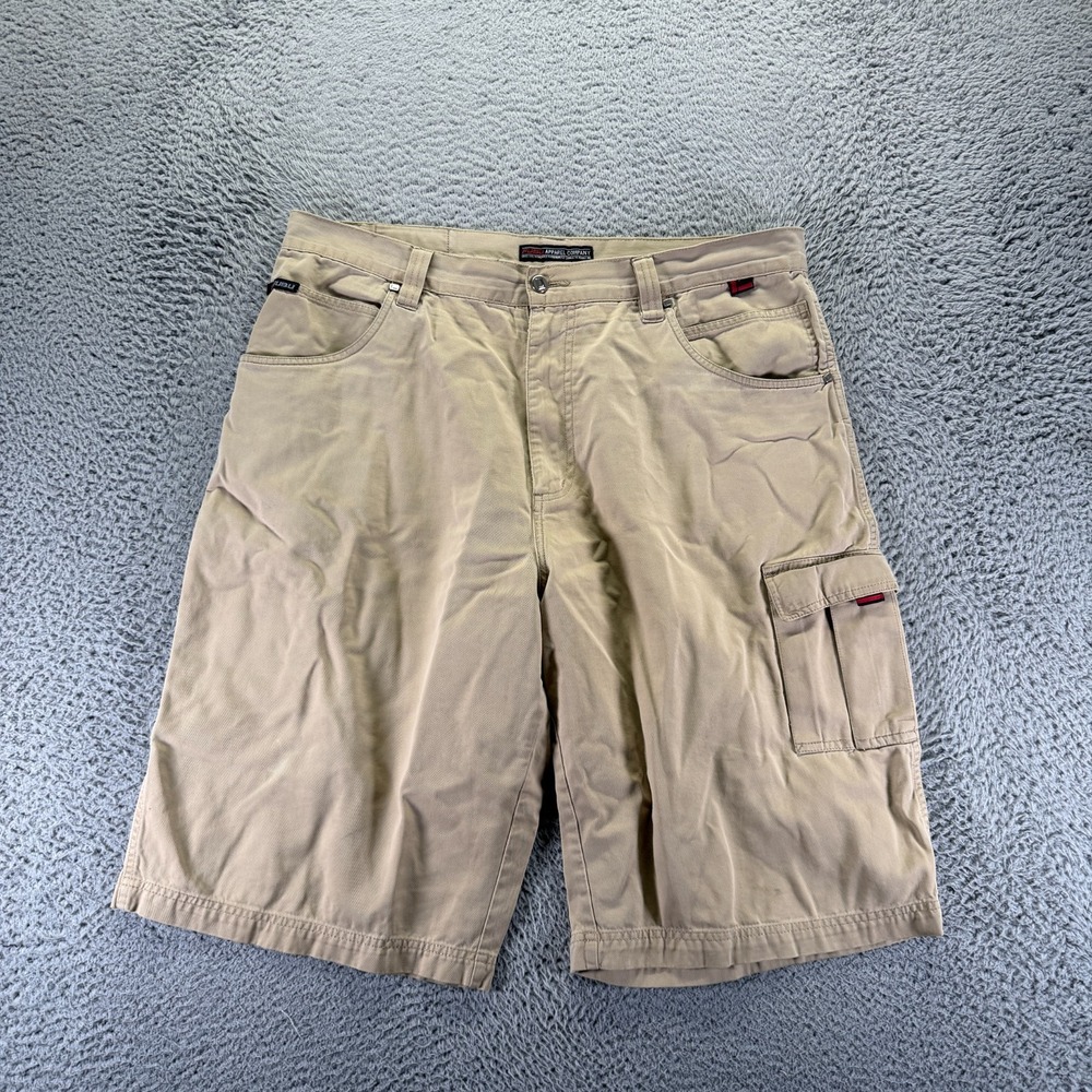 Vintage Fubu Shorts Men's 40 Beige Cotton Carpenter Utility Cargo Workwear Baggy
